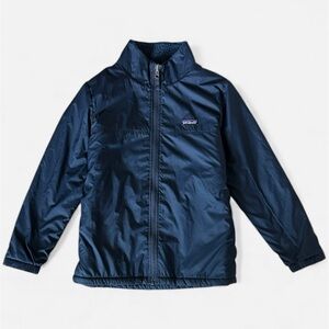 Patagonia Reversible Glissade Jacket Kids Small Navy Deep Pile Fleece Coat